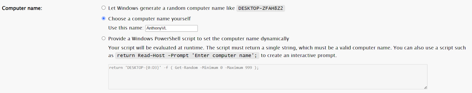 Computer Name Settings