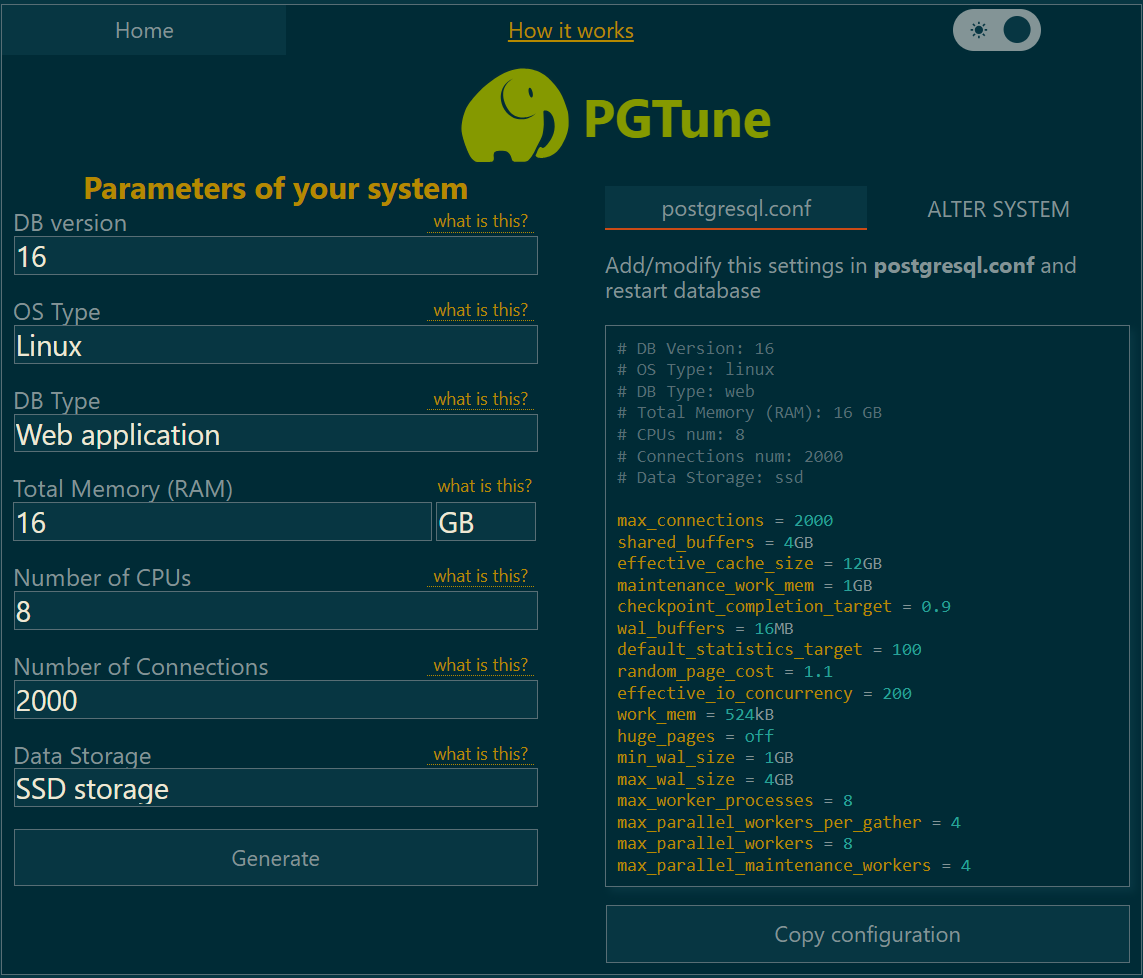 PostgreSQL Configuration